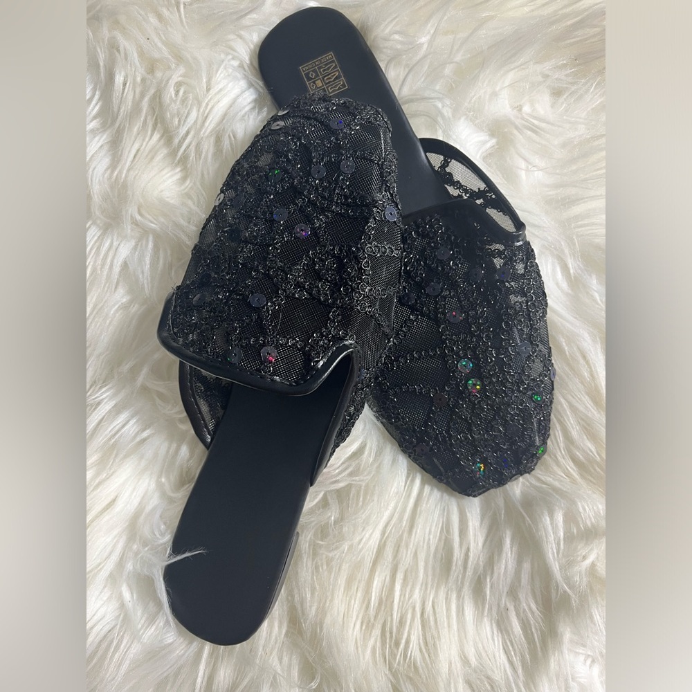 Elegant Black Sequin Mules - Picture 3 of 6